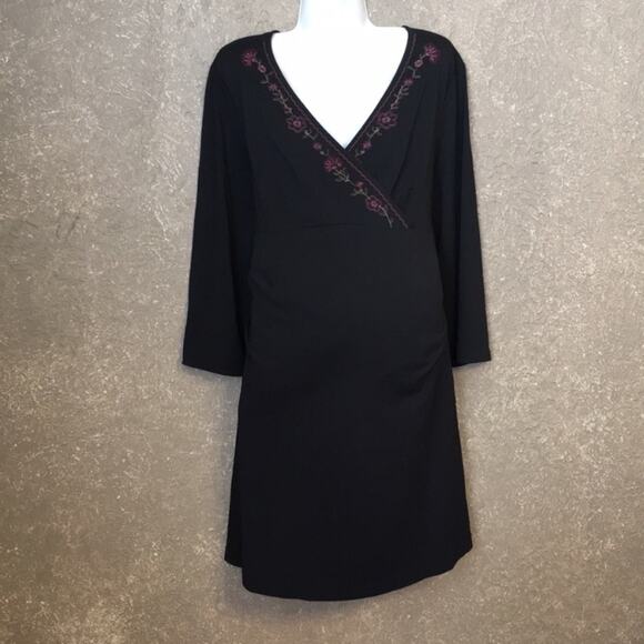 Motherhood Maternity Dresses & Skirts - Motherhood Maternity Black Floral Tie Back Dress